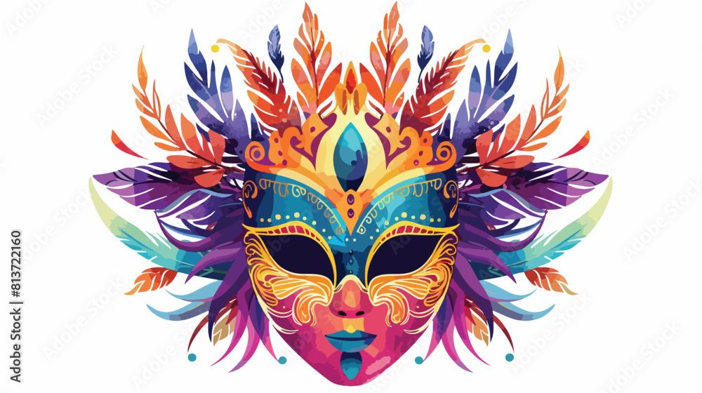 Colorful Brazil carnival mask vector flat illustration