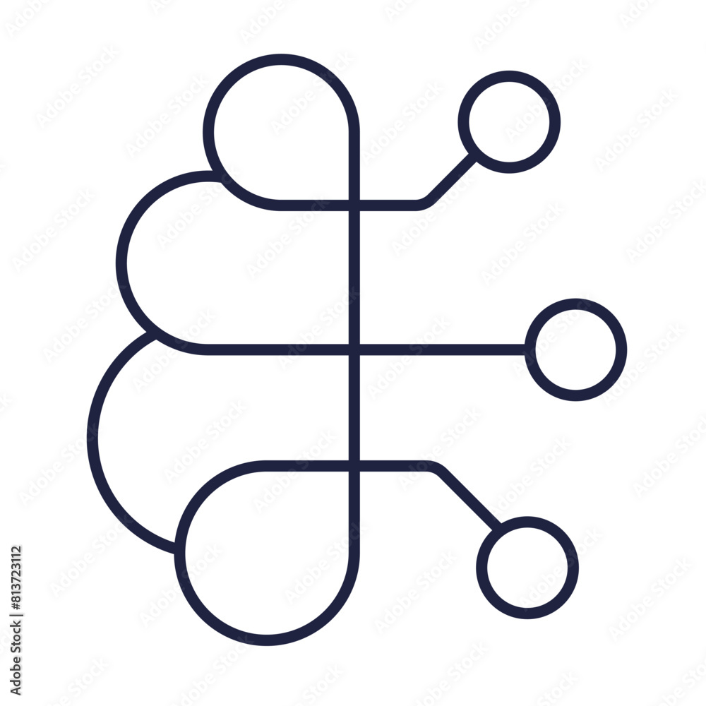 AI brain circuit board chip icon. Cyberbrain thin line symbol. Artificial intelligence concept. Cybernetic brain microchip linear logo. Digital electronic brain. Editable vector stroke. Pixel perfect.