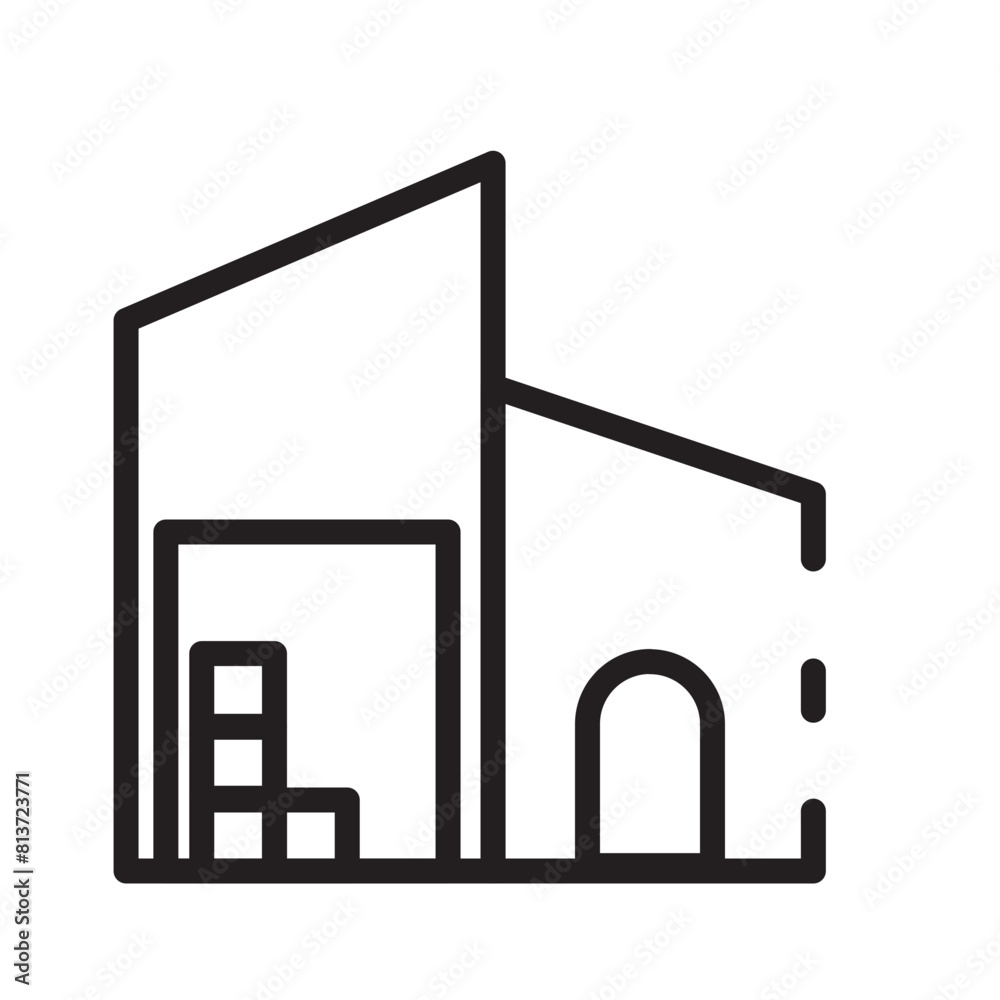 Boxes Buildings Storage Line Icon Boxes Buildings Storage Line Icon
