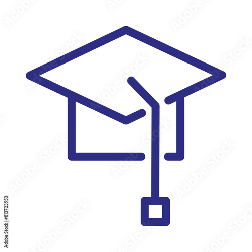 
Illustration depicting academician's blue master's cap icons on a white background. Education and studies