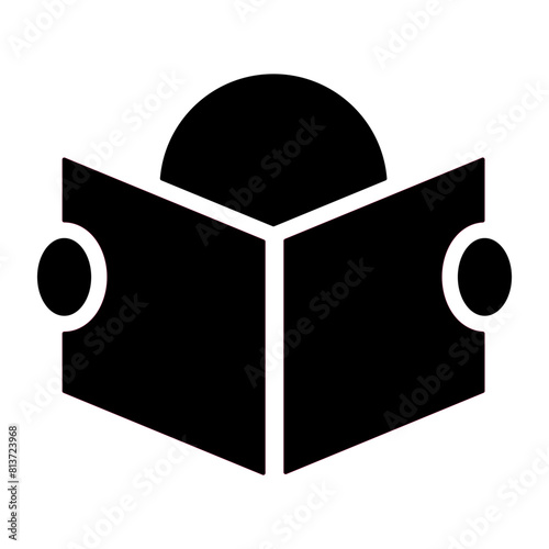
Illustration depicting an icon of a black man reading a book on a white background. Education and studies