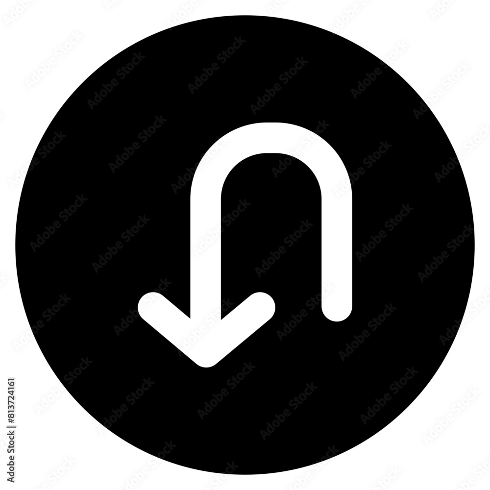 Turn Back Icon in Solid Style Turn Back Icon in Solid Style