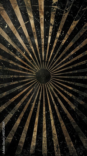 Dark noir art deco grunge sunburst texture design template