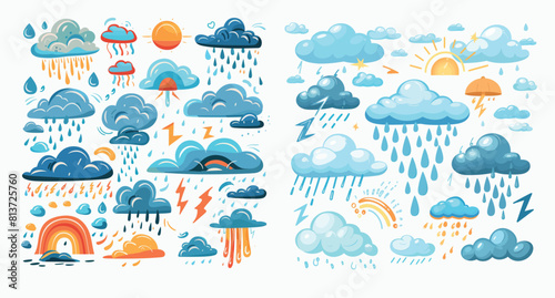 There are rain clouds in summer and autumn with thundercloud elements.