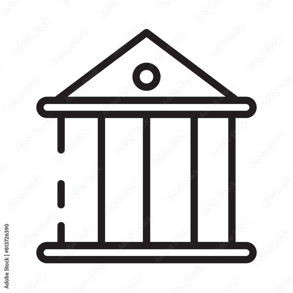 Athens Buildings Columns Line Icon Athens Buildings Columns Line Icon
