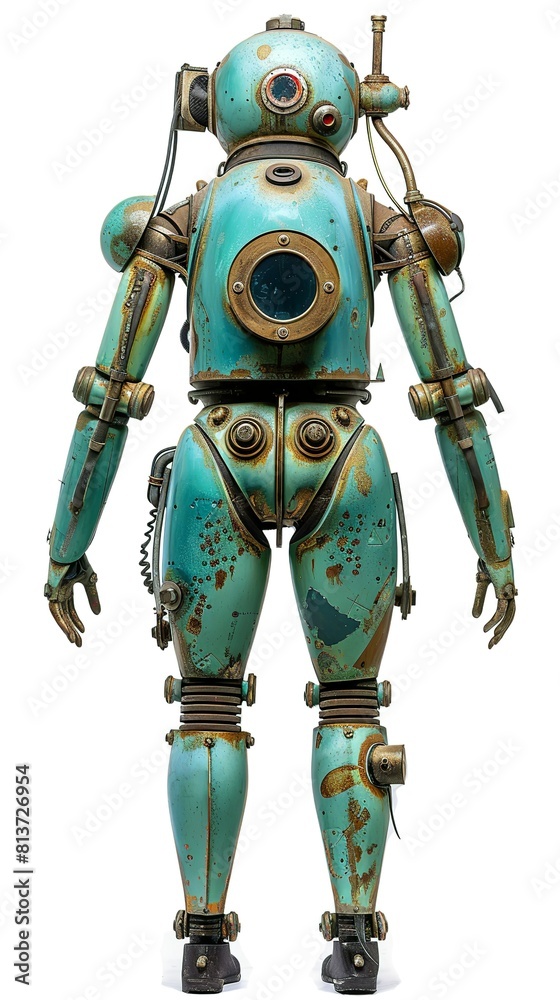 Futuristic diver suit robot toy figure isolated on white background Futuristic diver suit robot toy figure isolated on white background