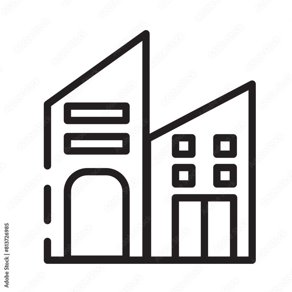 Apartments Buildings Tower Line Icon Apartments Buildings Tower Line Icon