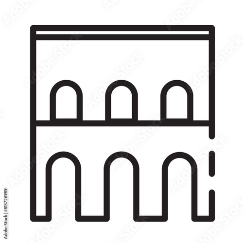 Aqueduct Architecture Building Line Icon