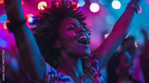 Joyful Woman at Vibrant Party