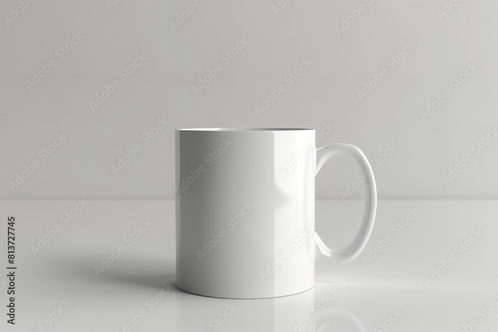 A plain white ceramic mug mock-up, cutout, cut-out A plain white ceramic mug mock-up, cutout, cut-out