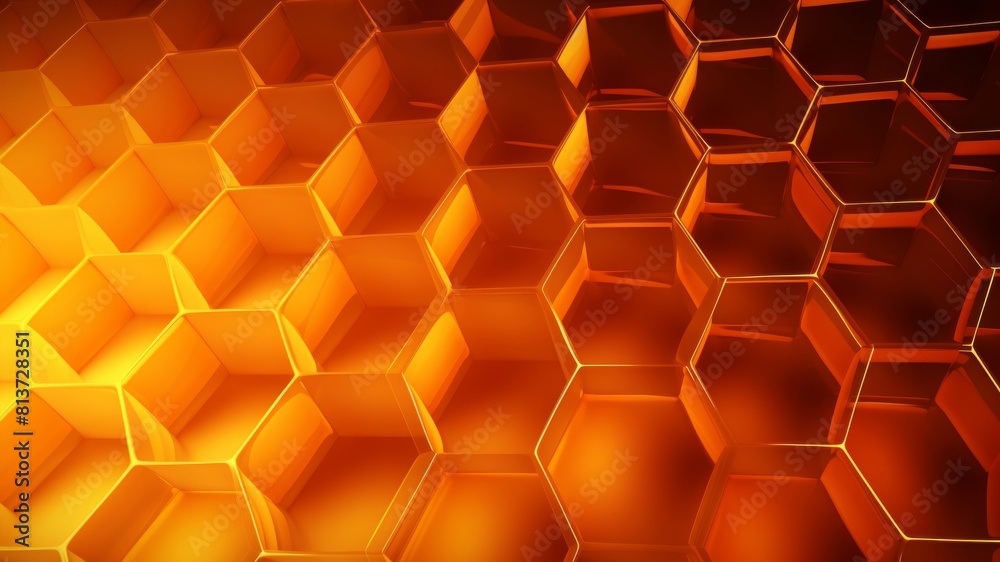Abstract orange honeycomb structure pattern background