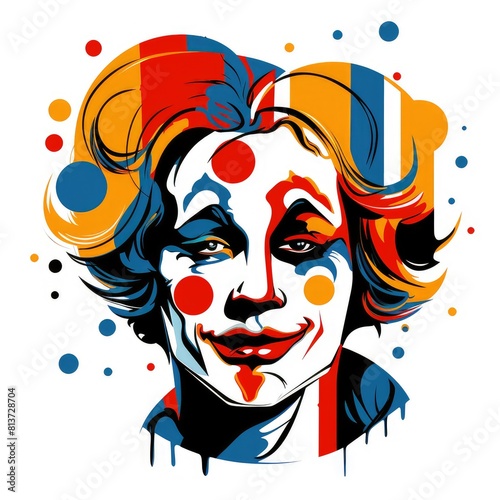 Abstract image of a clown in bright vector pop art style