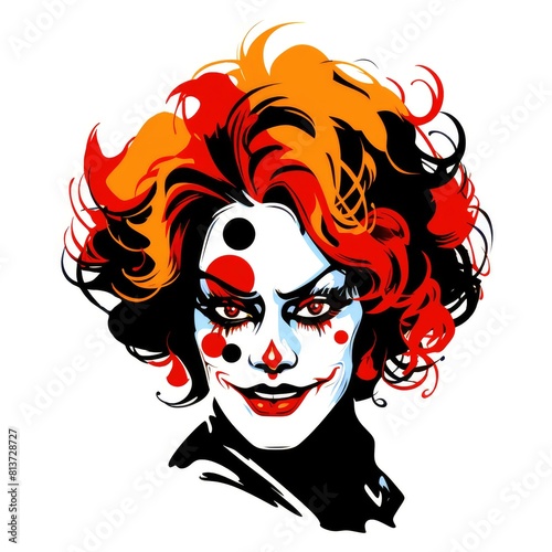 Abstract image of a clown in bright vector pop art style