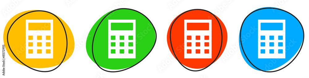 4 bunte Icons: Tschenrechner - Button Banner 4 bunte Icons: Tschenrechner - Button Banner