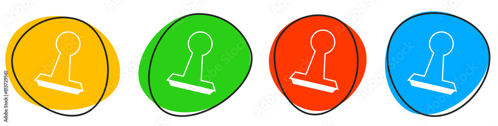 4 bunte Icons: Stempel - Button Banner 4 bunte Icons: Stempel - Button Banner