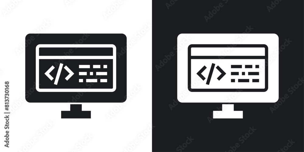 Display code icon set. Icons for computer programs and web HTML scripts ...