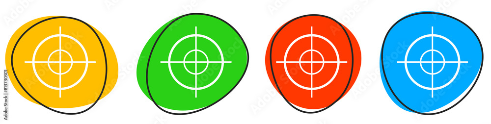 4 bunte Icons: Fadenkreuz - Button Banner 4 bunte Icons: Fadenkreuz - Button Banner