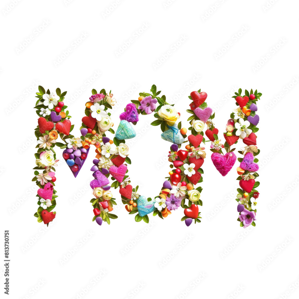 mom written of flowers no background
