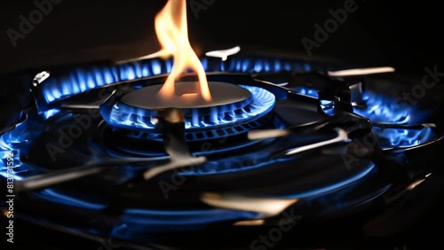 Dark background with blue and orange flames