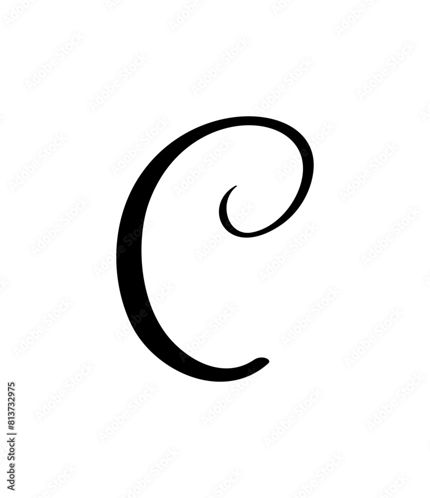 Vector calligraphy hand drawn letter C logo. Script font. Handwritten brush style Vector calligraphy hand drawn letter C logo. Script font. Handwritten brush style