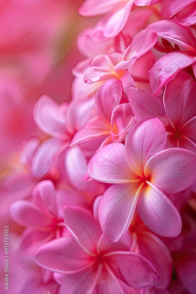 Plumeria or Frangipani or Temple tree flower. Close up white-pink plumeria flowers