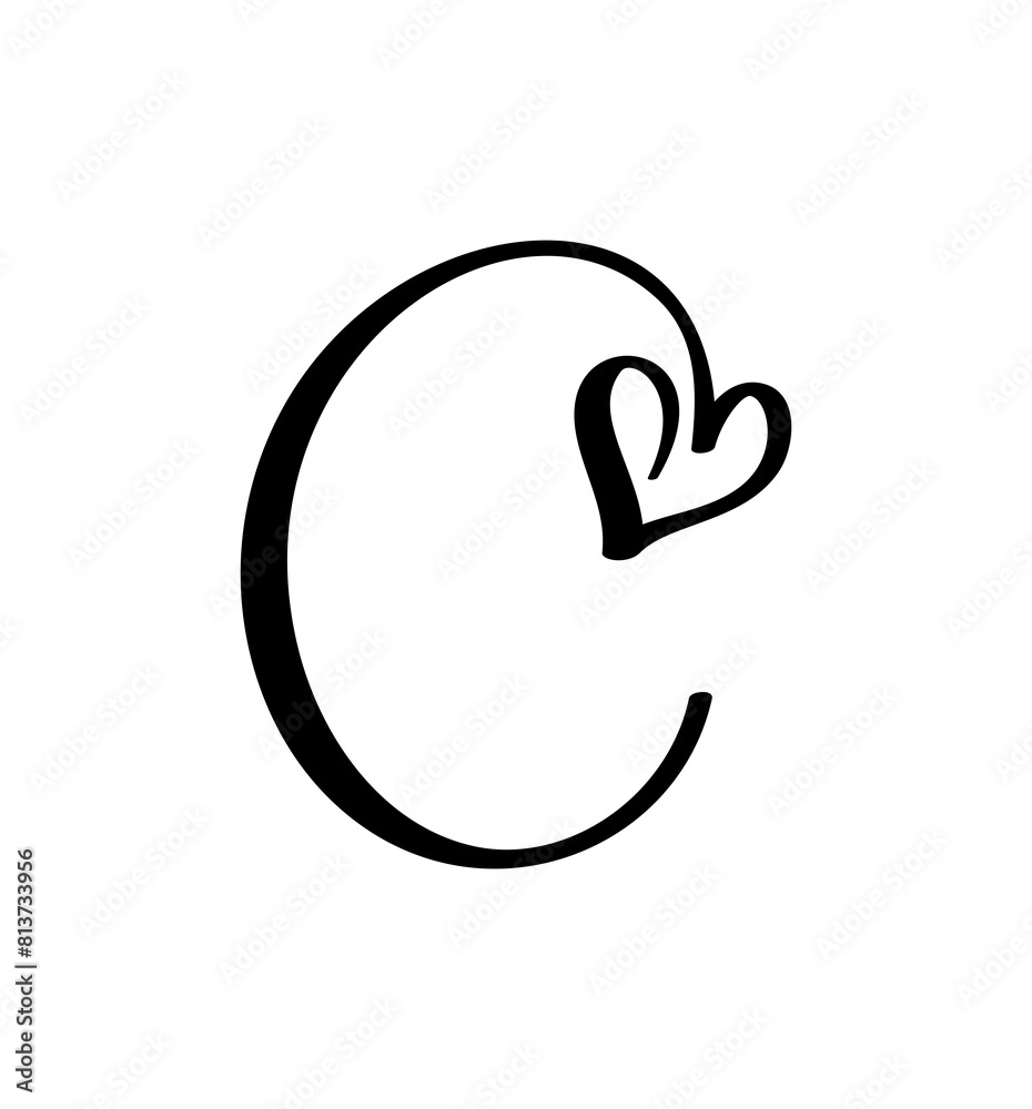 Vector calligraphy hand drawn letter C logo. Script font. Handwritten brush style Vector calligraphy hand drawn letter C logo. Script font. Handwritten brush style