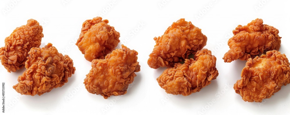 Collection set of fried chicken nuggets on a white background, cut out, cut-out, PNG Collection set of fried chicken nuggets on a white background, cut out, cut-out, PNG