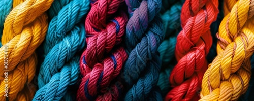 Diverse Team Strength and Unity Represented by a Rope Concept