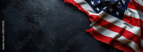 America United States Flag On Black Background
