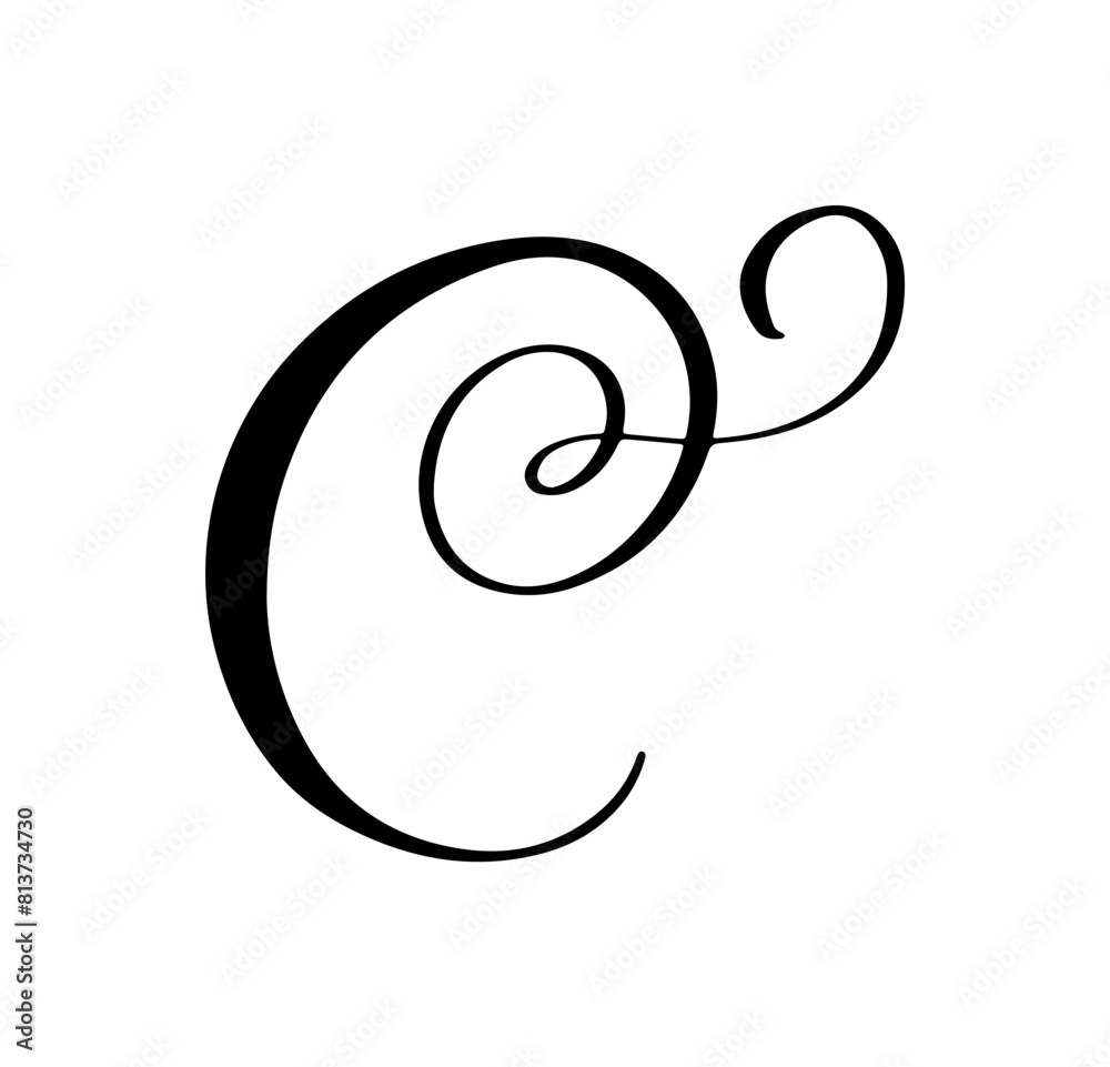 Vector calligraphy hand drawn letter C logo. Script font. Handwritten brush style Vector calligraphy hand drawn letter C logo. Script font. Handwritten brush style