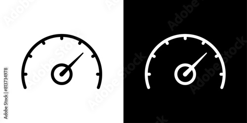 Tachometer Icon Set. Car Speed and Pressure Meter Vector Symbols.