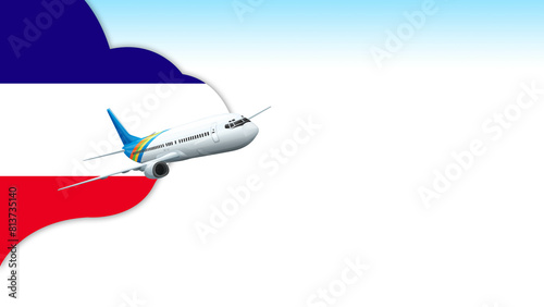 3d illustration plane with Los Altos flag background for business and travel design