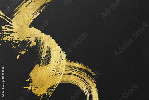 金の筆跡模様のある和紙風テクスチャ―