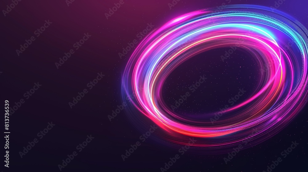 Abstract neon planet ring on black background. Modern realistic illustration of glowing white light trail, digital technology background, energy motion, orbit line, futuristic technology speed Abstract neon planet ring on black background. Modern realistic illustration of glowing white light trail, digital technology background, energy motion, orbit line, futuristic technology speed