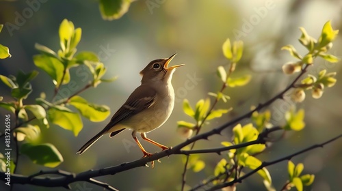 Delicate songbird singing its melodious tune. photo