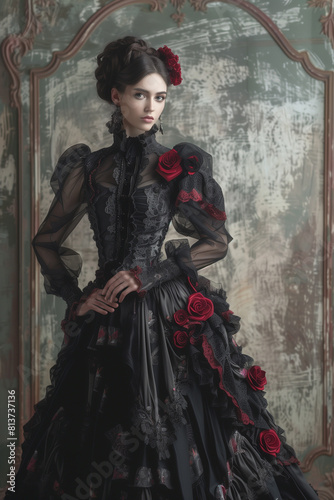 Medieval fashion. Victorian style clothes woman portrait 