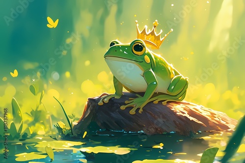 a frog is wearing a crown photo