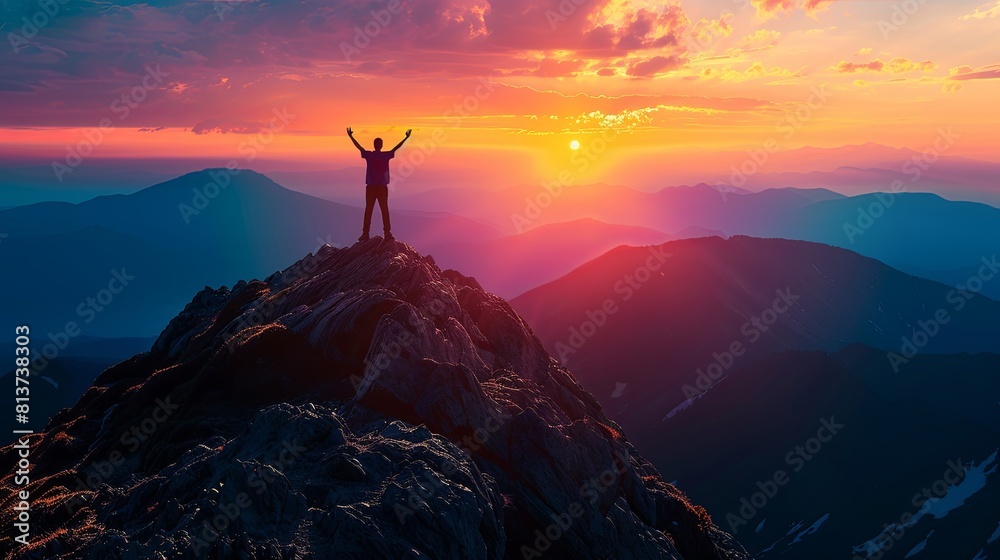 Peak of Triumph: A Mountain Top Victory Scene Peak of Triumph: A Mountain Top Victory Scene