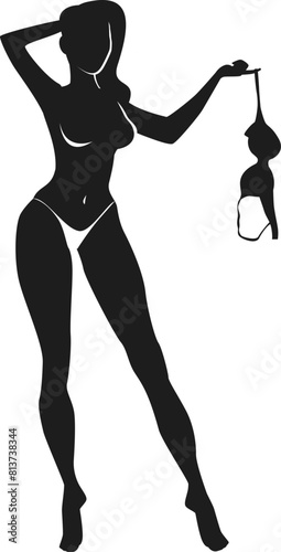 silhouette of a woman taking off her bra