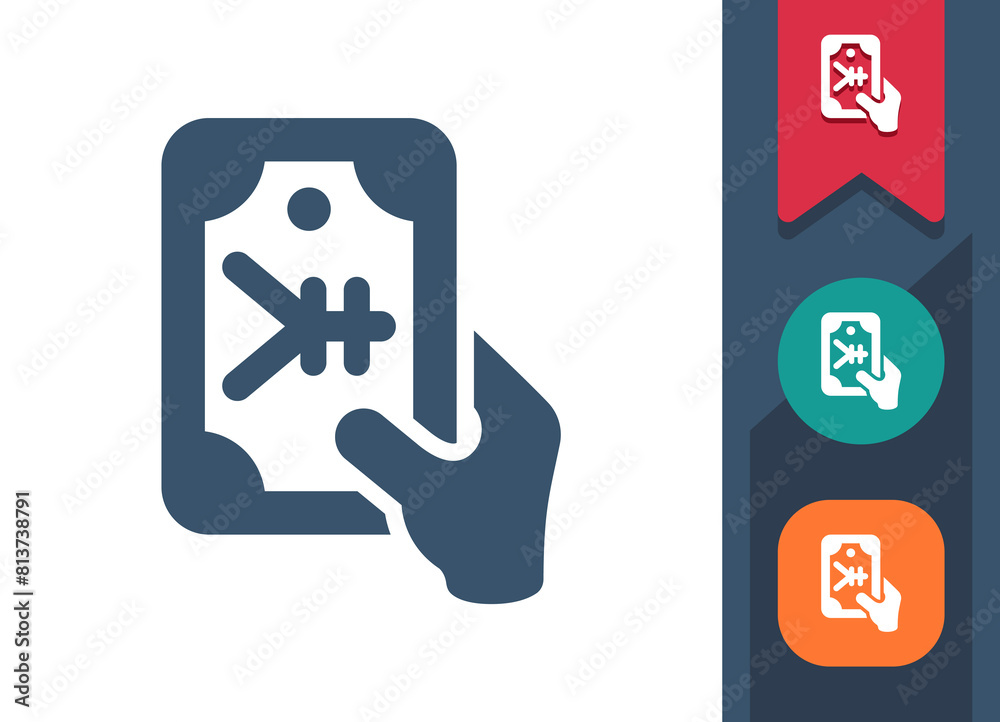 Cash Icon. Hand, Bill, Banknote, Money, Yen, Yuan Cash Icon. Hand, Bill, Banknote, Money, Yen, Yuan