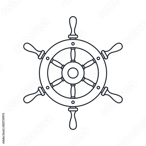 classic ship helm nautical steering wheel icon symbol vector isolated transparent background