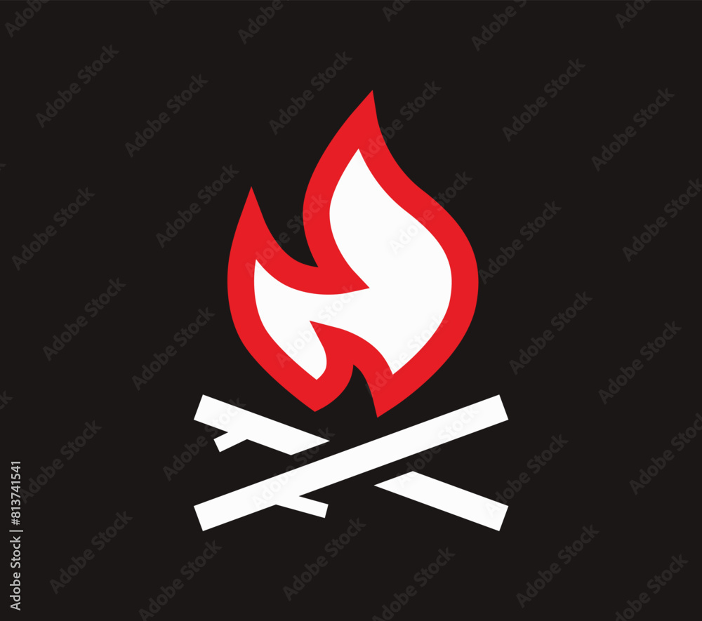 Bonfire. Simple vector icon. lighting a fire is dangerous, fire hazard symbol Bonfire. Simple vector icon. lighting a fire is dangerous, fire hazard symbol