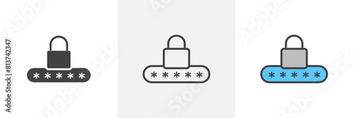 Password Icon Set. Vector Icons for Login and Security Codes.