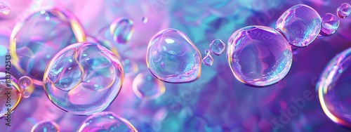 purple background and bubbles. Selective focus