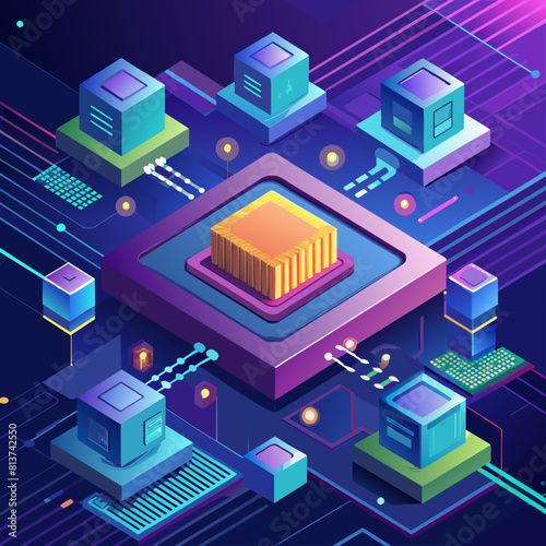 Quantum computer chips. Supercomputing and quantum bits technology. Next-gen computing power. The Revolution of Computing with Quantum Computer Chips