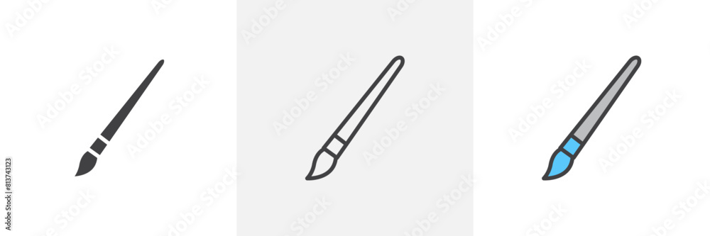Paint Brush icon set. Artist's tool vector symbol. Palette brush sign. Creative painting icon. Paint Brush icon set. Artist's tool vector symbol. Palette brush sign. Creative painting icon.
