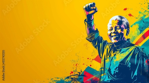 Nelson Mandela day, Banner design with copy space. photo