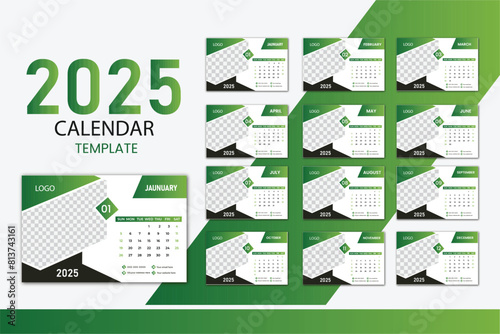 Elegant professional 2025 new year business calendar template
