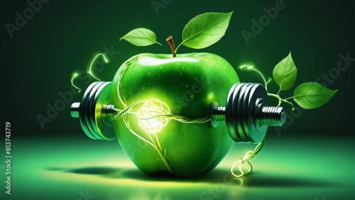 Green apple representing healthy fitness concept