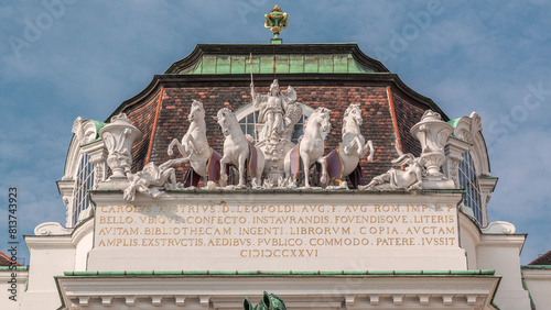 Photography Sculptures at The Austrian National Library entrance timelapse, Josefsplatz, Vie